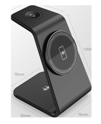 Un buen precio. Compacto 3 en 1 cargador inalámbrico 5W salida de reloj y 5W / 7,5W / 10W / 15W salida inalámbrica en línea