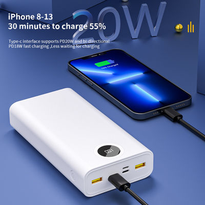 Banco de energía de 30000 mAh Negro Blanco con salida de tipo C PD22.5W para compatibilidad universal