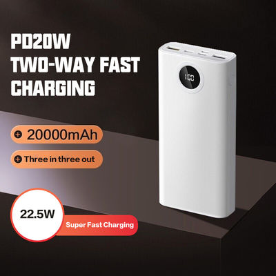 PD 20W 22.5W Power Bank con ABS PC en color blanco azul vibrante para una solución de carga portátil