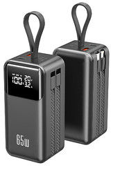 Un buen precio. Nuevo banco de energía mini ultra compacto de 65W con cables incorporados en línea